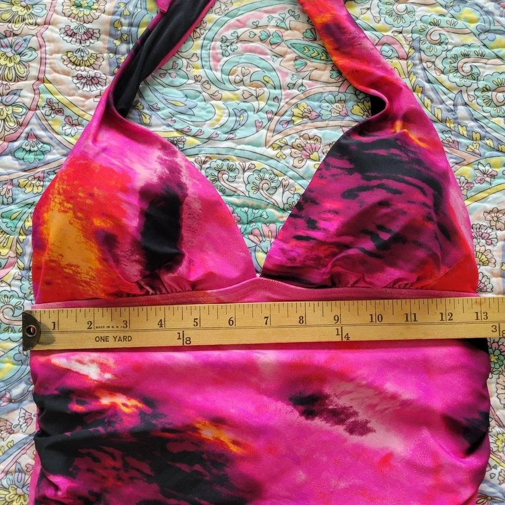 DKNY One Piece Swimsuit Size M Pink Halter Tummy Compression UPF 40 Stretch NEW - Picture 7 of 8
